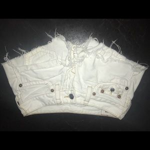 True religion white denim cutoff short shorts
